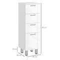 Miniatyrbilde 4 av 10: Smalt baderomsskap, toalettskap med justerbar hylle, 3 skuffer, baderomsskap for små rom bad, stue 30 x 30 x 93 cm hvit |