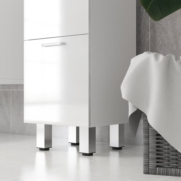 Smalt baderomsskap, toalettskap med justerbar hylle, 3 skuffer, baderomsskap for små rom bad, stue 30 x 30 x 93 cm hvit |