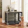 Pikkukuva 3 / 10: Koiran häkki kotiin, koiran kennel, sisähäkki tyynyllä, koirankoppi ikkunalla, koiran häkki isoille koirille, harmaa, 100 x 60 x 73,5 cm |