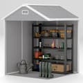 Miniatyrbilde 10 av 10: Redskapsbod 2,4m², vanntett hagehus med gulvtak, 182x151x219/181 cm, redskapsbod med låsbar dør, vindu sykkelgarasje, hageskap av aluminium, for bakgå