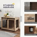 Miniatyrbild 6 av 10: Hundbursmöbler, hundbox med 2 låsbara dörrar, sidobord för hemmet, hundhus för stora hundar under 30 kg, stål, 98 x 60 x 78 cm, valnöt |