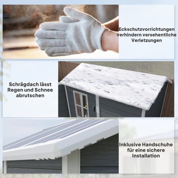 Redskapsbod 2,1m², vanntett hagehus med gulvtak, 131x186x198/172 cm, redskapsbod med låsbar dør, vindu sykkelgarasje, hageskap av aluminium, for bakgå