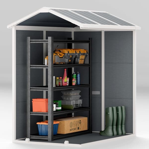 Redskapsbod 2,1m², vanntett hagehus med gulvtak, 131x186x198/172 cm, redskapsbod med låsbar dør, vindu sykkelgarasje, hageskap av aluminium, for bakgå