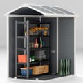 Miniatyrbilde 10 av 10: Redskapsbod 2,1m², vanntett hagehus med gulvtak, 131x186x198/172 cm, redskapsbod med låsbar dør, vindu sykkelgarasje, hageskap av aluminium, for bakgå
