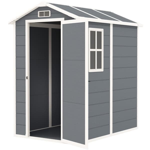 Redskapsbod 2,1m², vanntett hagehus med gulvtak, 131x186x198/172 cm, redskapsbod med låsbar dør, vindu sykkelgarasje, hageskap av aluminium, for bakgå