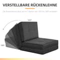Miniatyrbilde 5 av 10: Gulvsofa sammenleggbar lenestol gulvstol 5-trinns justerbar sammenleggbar lenestol sovesofa enkel sofa mørk grå 61 x 73 x 58 cm |