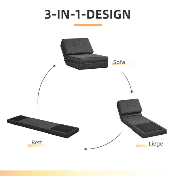 Gulvsofa sammenleggbar lenestol gulvstol 5-trinns justerbar sammenleggbar lenestol sovesofa enkel sofa mørk grå 61 x 73 x 58 cm |