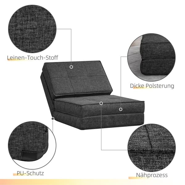 Gulvsofa sammenleggbar lenestol gulvstol 5-trinns justerbar sammenleggbar lenestol sovesofa enkel sofa mørk grå 61 x 73 x 58 cm |