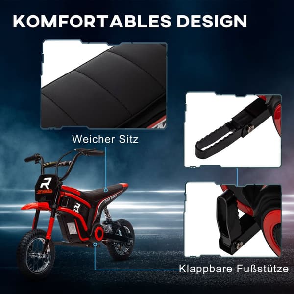 Elmotorcykel Elmotorcykel för barn med 24V 350W motor, 8-16 KMH hastighetsläge, 12 tums luftdäck, elmotorcykel med musikstrålkastare, Moto Cross för b