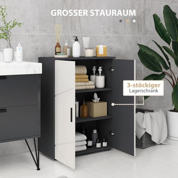 Baderomsskap sideskap med dobbel dør baderomsskap med justerbare hyller, oppbevaringsskap for stue 60 x 30 x 82 cm grå |