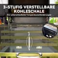 Miniatyrbilde 6 av 10: Kullgrill laget av rustfritt stål, mobil grillvogn med lokk, termometer, grillrist, hjul, justerbart håndtak, kullbrett, kullgrillvogn med vedhylle, B