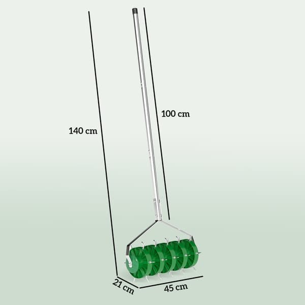 Nurmikon ilmastin nurmikolle 45cm leveä käsikäyttöinen nurmikon ilmastin 30 rautapiikillä puutarhatyökalut maakisko pistokeydin, leikkuri nurmikon tik