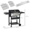 Miniatyrbild 4 av 10: Gasgrill 3 KW 3 + 1 brännare BBQ grillvagn av rostfritt stål inklusive sidobrännare, termometer, grillgaller, häll, flasköppnare, sidohyllor, gasolgri