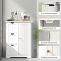 Miniatyrbilde 8 av 10: Baderomsskap sideskap med 3 skuffer, baderomsskap med justerbar hylle, for bad, stue 60 x 30 x 80 cm hvit |