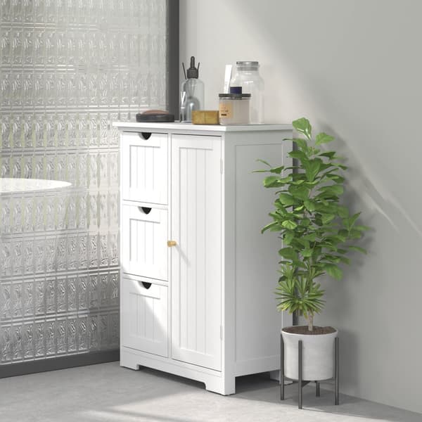 Baderomsskap sideskap med 3 skuffer, baderomsskap med justerbar hylle, for bad, stue 60 x 30 x 80 cm hvit |