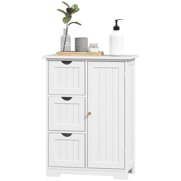 Baderomsskap sideskap med 3 skuffer, baderomsskap med justerbar hylle, for bad, stue 60 x 30 x 80 cm hvit |