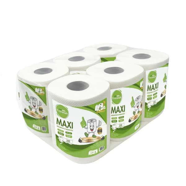 Herzberg Essentials HG-ETP300: Paket med 6 oparfymerad 4-lagers biologiskt nedbrytbar cellulosapappershandduksrulle