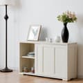 Pikkukuva 1 / 5: Senkki keittiön kaappi sivukaappi liukuovilla valkoinen/ruskea 106,5 x 33 x 60 cm-Beige