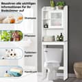 Miniatyrbilde 3 av 5: Toaletthylle baderom plassbesparende med justerbare nivåer 59 x 19 x 173 cm hvit