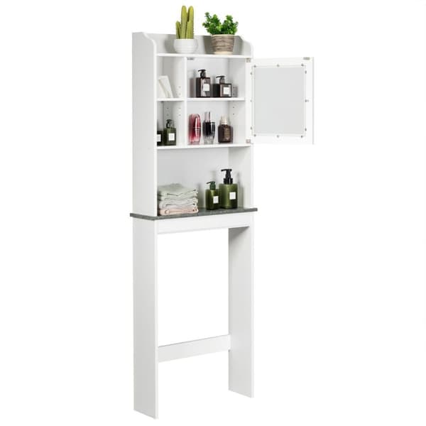 Toaletthylla badrumsutrymmessparare med justerbara nivåer 59 x 19 x 173 cm vit