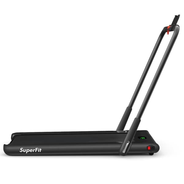 Elektrisk løbebånd 1-12 km/t LED Display Sammenfoldelig motionscykel Fitnessudstyr 120 kg Sort