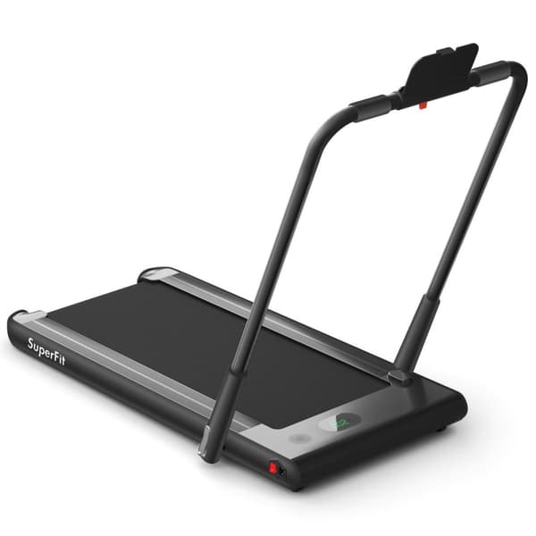 Elektrisk løbebånd 1-12 km/t LED Display Sammenfoldelig motionscykel Fitnessudstyr 120 kg Sort