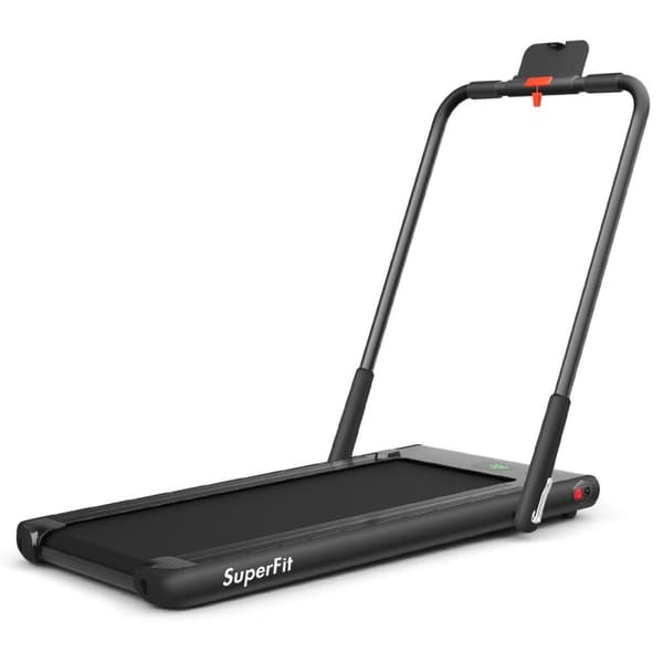 Elektrisk løbebånd 1-12 km/t LED Display Sammenfoldelig motionscykel Fitnessudstyr 120 kg Sort