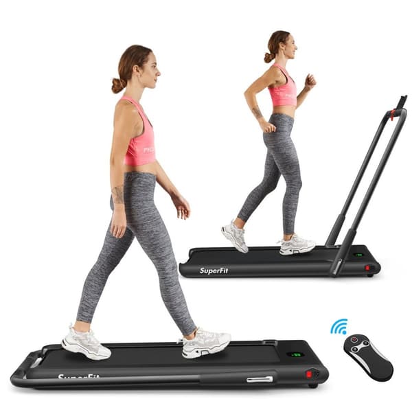 Elektrisk løbebånd 1-12 km/t LED Display Sammenfoldelig motionscykel Fitnessudstyr 120 kg Sort