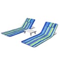 Miniatyrbilde 1 av 5: 2 x strandmatte med sidebord justerbart solstolsett 151 x 55,5 x 27-47 Blå + Grønn