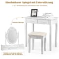 Miniatyrbillede 4 af 5: Klassisk toiletbord sæt med skammel LED-pærer kosmetikbord 75 x 40 x 146 cm hvid