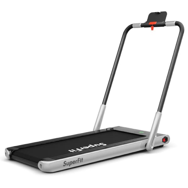 Elektrisk løbebånd 1-12 km/t LED Display Sammenfoldelig motionscykel Fitnessudstyr 120 kg Sølv
