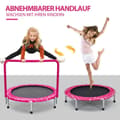 Miniatyrbilde 5 av 5: 92 cm barnas trampoline, mini trampoline med håndtak, sammenleggbar trampoline, lastekapasitet opptil 150 kg, rosa + svart