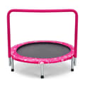 Miniatyrbilde 1 av 5: 92 cm barnas trampoline, mini trampoline med håndtak, sammenleggbar trampoline, lastekapasitet opptil 150 kg, rosa + svart