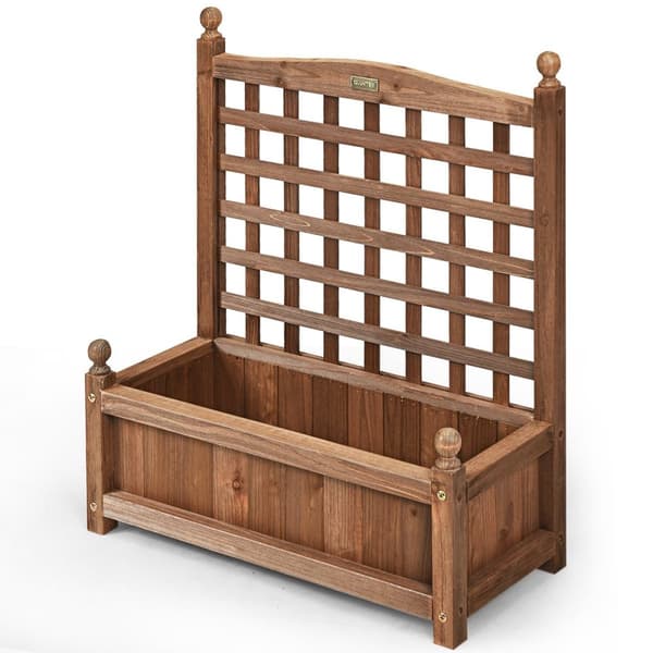 Hagespalier blomsterkasse med espalier planter i heltre 64,5 x 28 x 75 cm mørkebrun
