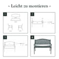 Miniatyrbild 4 av 5: Trädgårdsbänk aluminiumsbänk med armstöd bänk 103 x 55 x 82 cm antikgrön