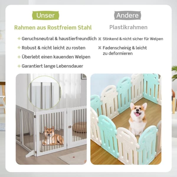 Dog Gate kravlegård Fritstående Hundehegn med 6 Paneler 366 x 80 cm Hvid