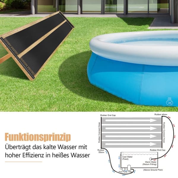 Uima-altaan lämmitys 500 x 75 cm aurinkokeräinpaneelit 21500 l maan sisäisiin ja maanpäällisiin altaisiin