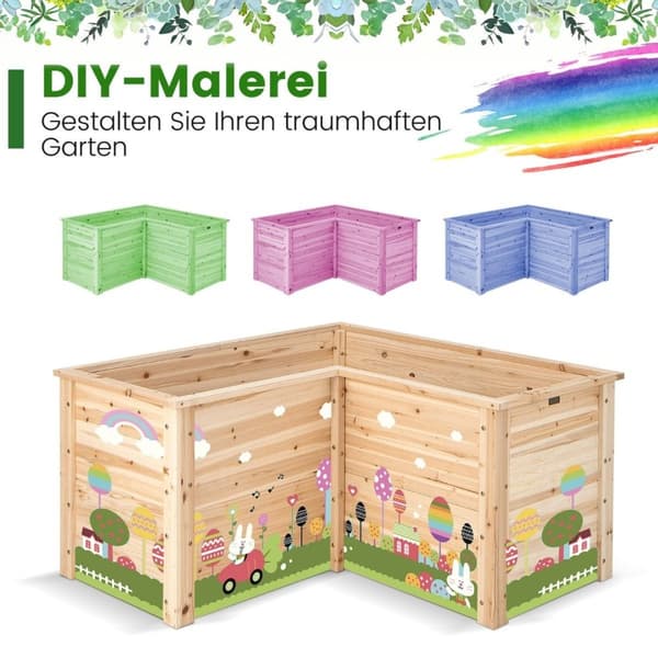 Højbed træ plantekasse til altan haveterrasse urtebed blomsterkasse 120 x 120 x 63 cm natur