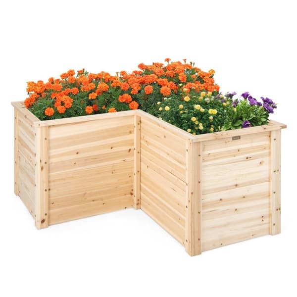 Højbed træ plantekasse til altan haveterrasse urtebed blomsterkasse 120 x 120 x 63 cm natur