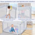 Miniatyrbilde 5 av 5: Firkantet Babylekegrind 124 x 124 cm Stort Lekegjerde Lys Grå