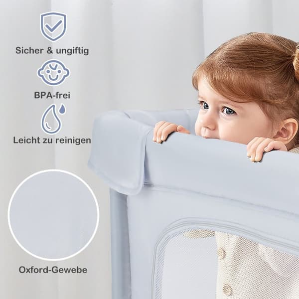 Firkantet Babylekegrind 124 x 124 cm Stort Lekegjerde Lys Grå