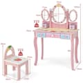Miniatyrbilde 3 av 5: Sminkebord for barn barnefrisørsett med speil 70 x 34 x 105 cm rosa