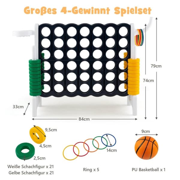 Stort 4-i-rad Jumbo 4-i-rad-set 84 x 33 x 79 cm Svart + Vit