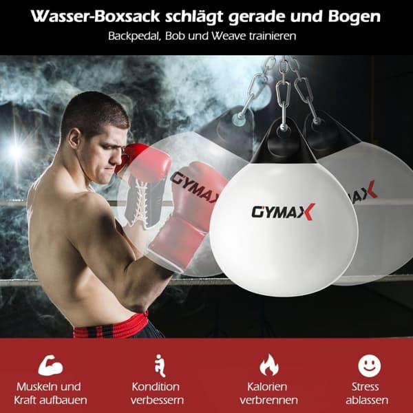 Ø45 cm Vandboksesæk 50 kg Boksesæk med justerbar metalkæde Hvid