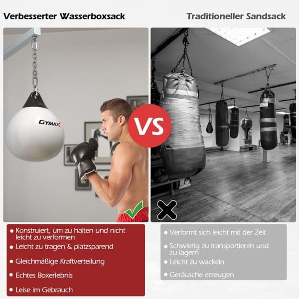 Ø45 cm Vandboksesæk 50 kg Boksesæk med justerbar metalkæde Hvid