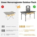 Miniatyrbild 4 av 5: Campingbord i aluminium för 4-6 personer, hopfällbart picknickbord med bärväska, svart