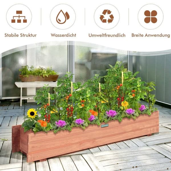 Hevet hageseng plantekasse laget av grantre for hage 91,5 x 18 x 16 cm brun