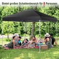 Miniatyrbilde 4 av 5: Pop-up kalesjetelt utendørs partytelt med justerbar høyde 305 x 305 cm sort