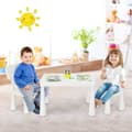 Miniatyrbild 1 av 5: 3-delat barnsittset, barnbord med 2 stolar, barnmöbler av vit plast