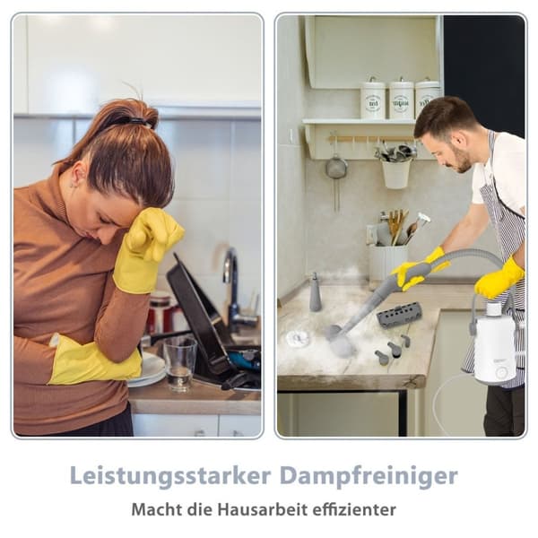 Flerbruks damprenser bærbar håndholdt damprensemaskin med 1000 W kraftgrå